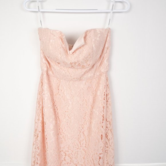 Donna Morgan Collection x BHLDN Reese Strapless Notch Neck floral Lace Gown sz 0 - Picture 5 of 16